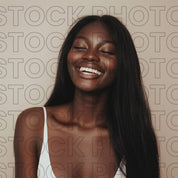 Melanin Beauty Stock Photo Smiling Textured Hair Long