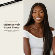 Melanin Beauty Stock Photo Straight Long Hair Close Up Model