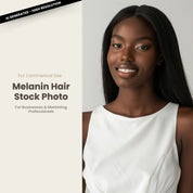 Melanin Beauty Stock Photo Youthful Close Up Model Straight Hair