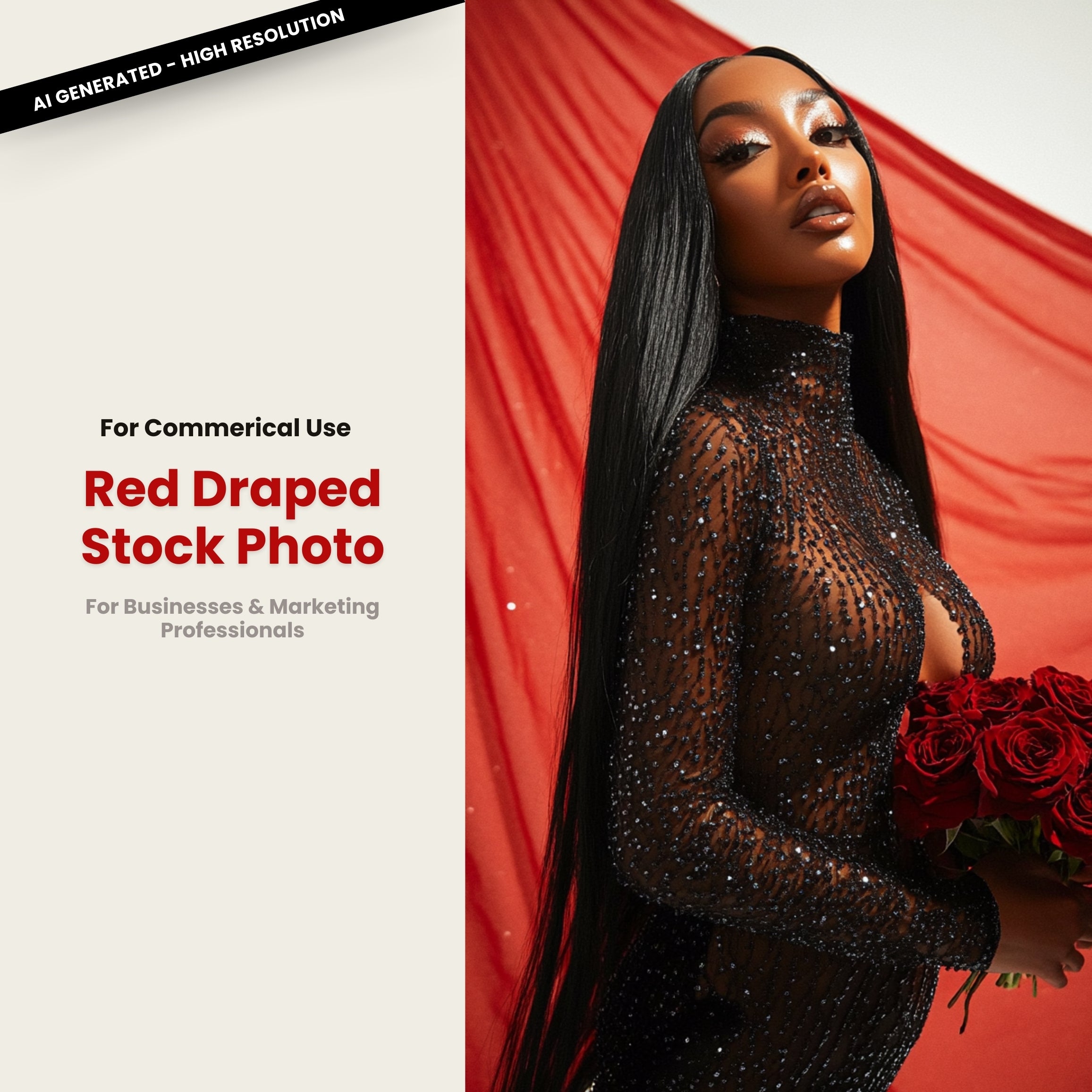 Valentine's Red Draped Editorial Stock Photo Long Middle Part