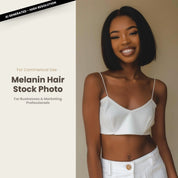 Melanin Beauty Stock Photo Short Bob Young Model