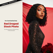 Valentine's Red Draped Editorial Stock Photo Short Curly Bob