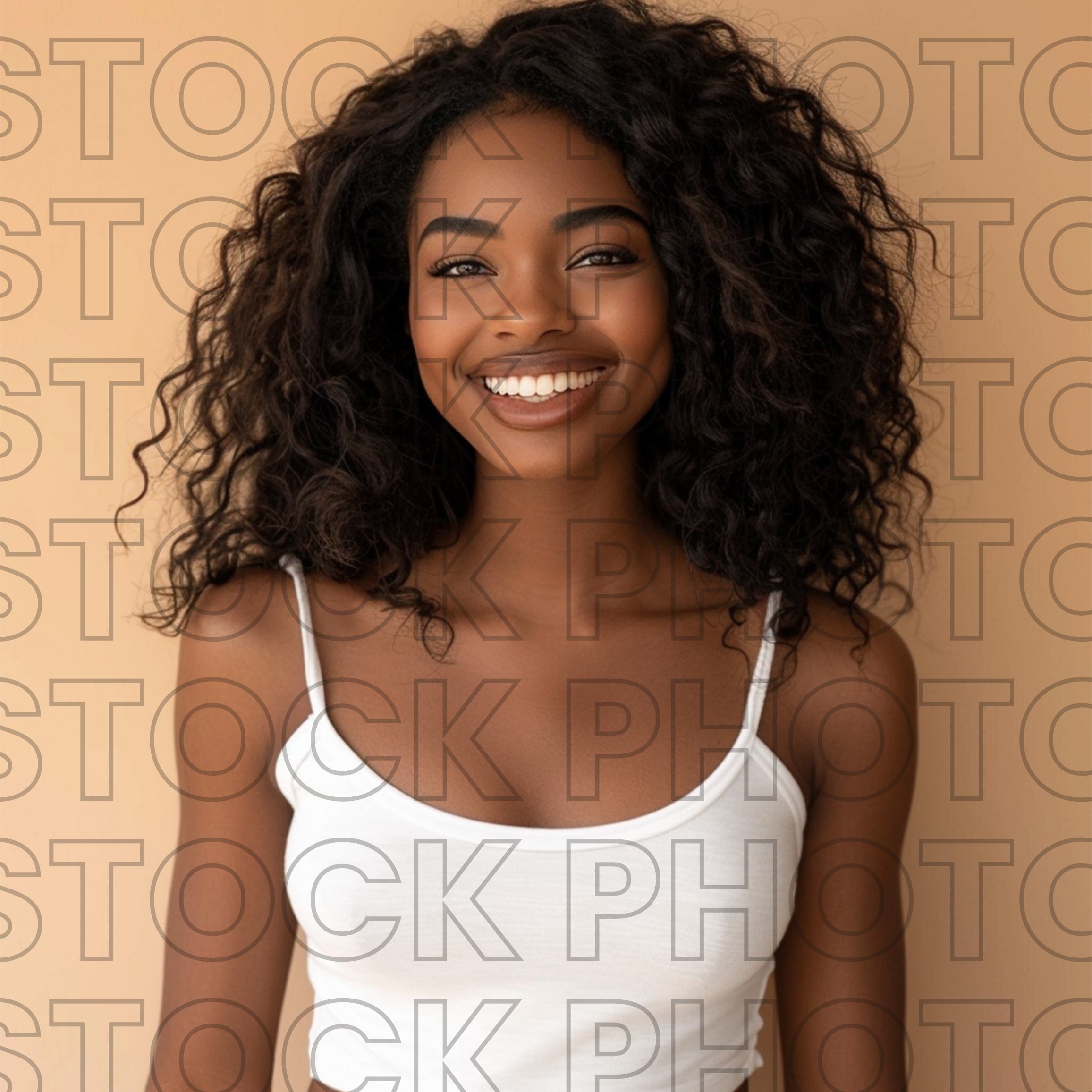 Melanin Beauty Stock Photo Youthful Models Big Wand Curls