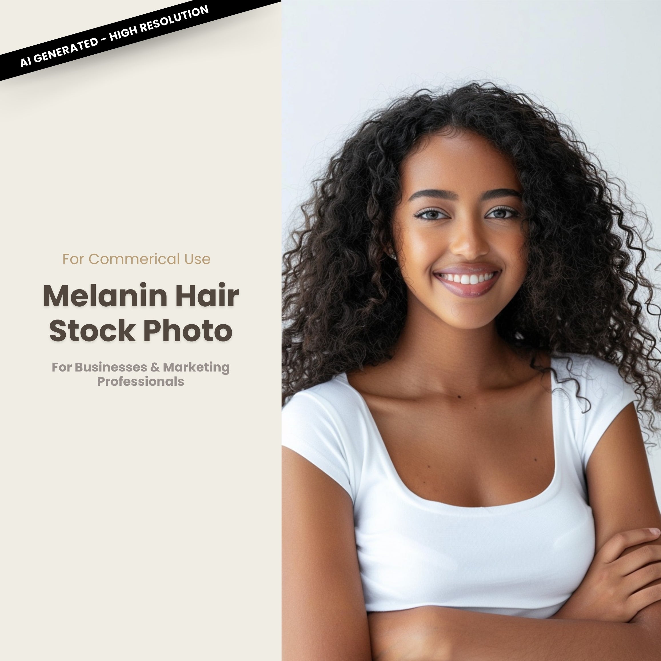 Melanin Beauty Stock Photo Youthful Girl Model Curly Hair