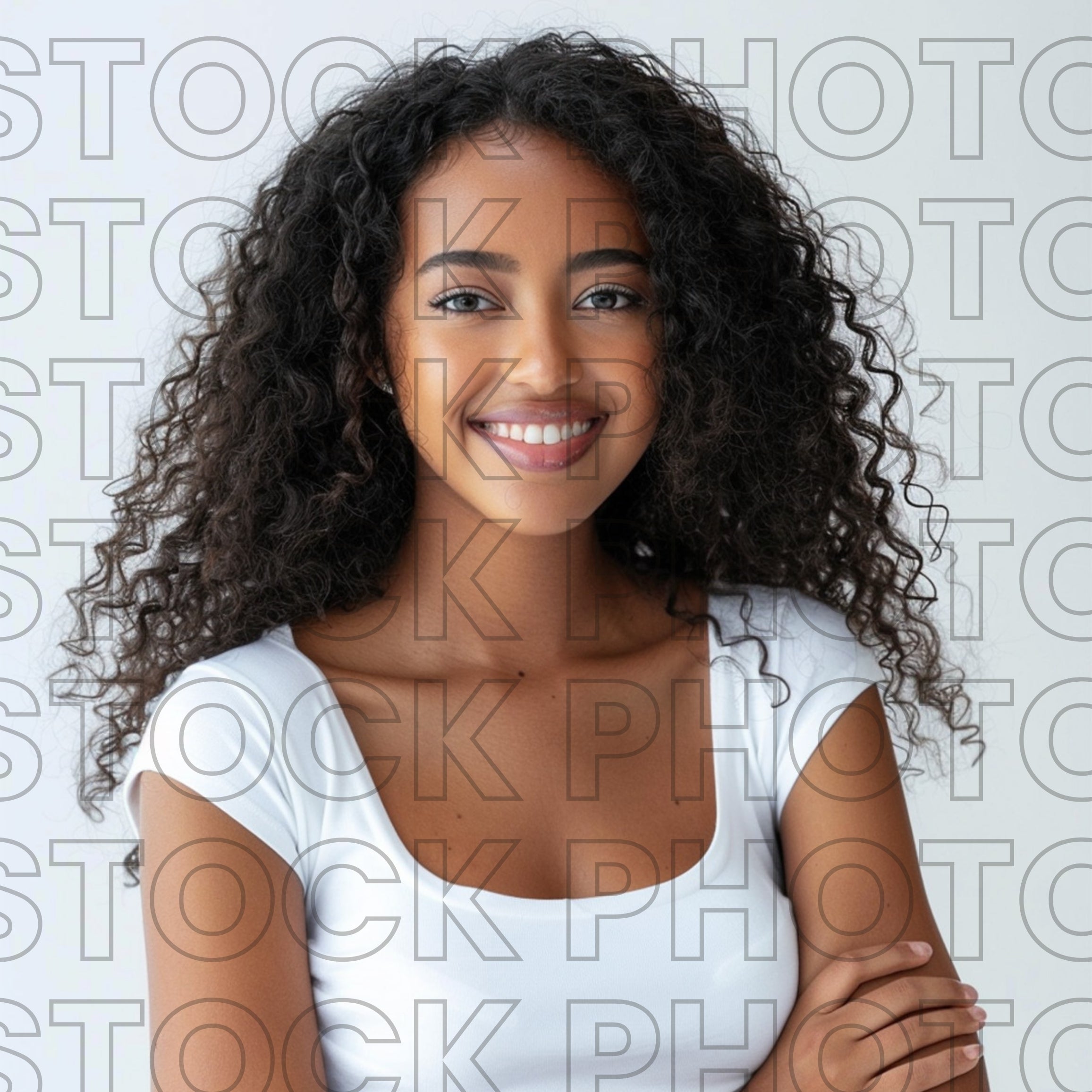 Melanin Beauty Stock Photo Youthful Girl Model Curly Hair