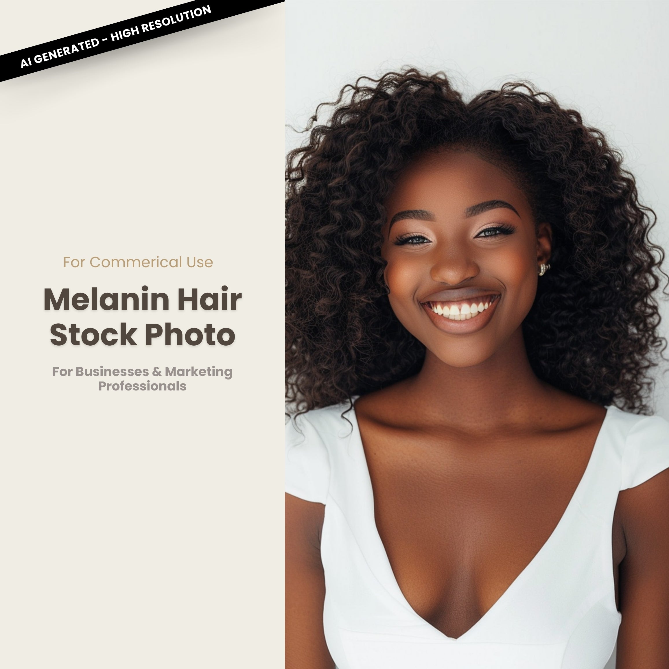 Melanin Beauty Stock Photo Youthful Girl Model Curly Voluminous Hair