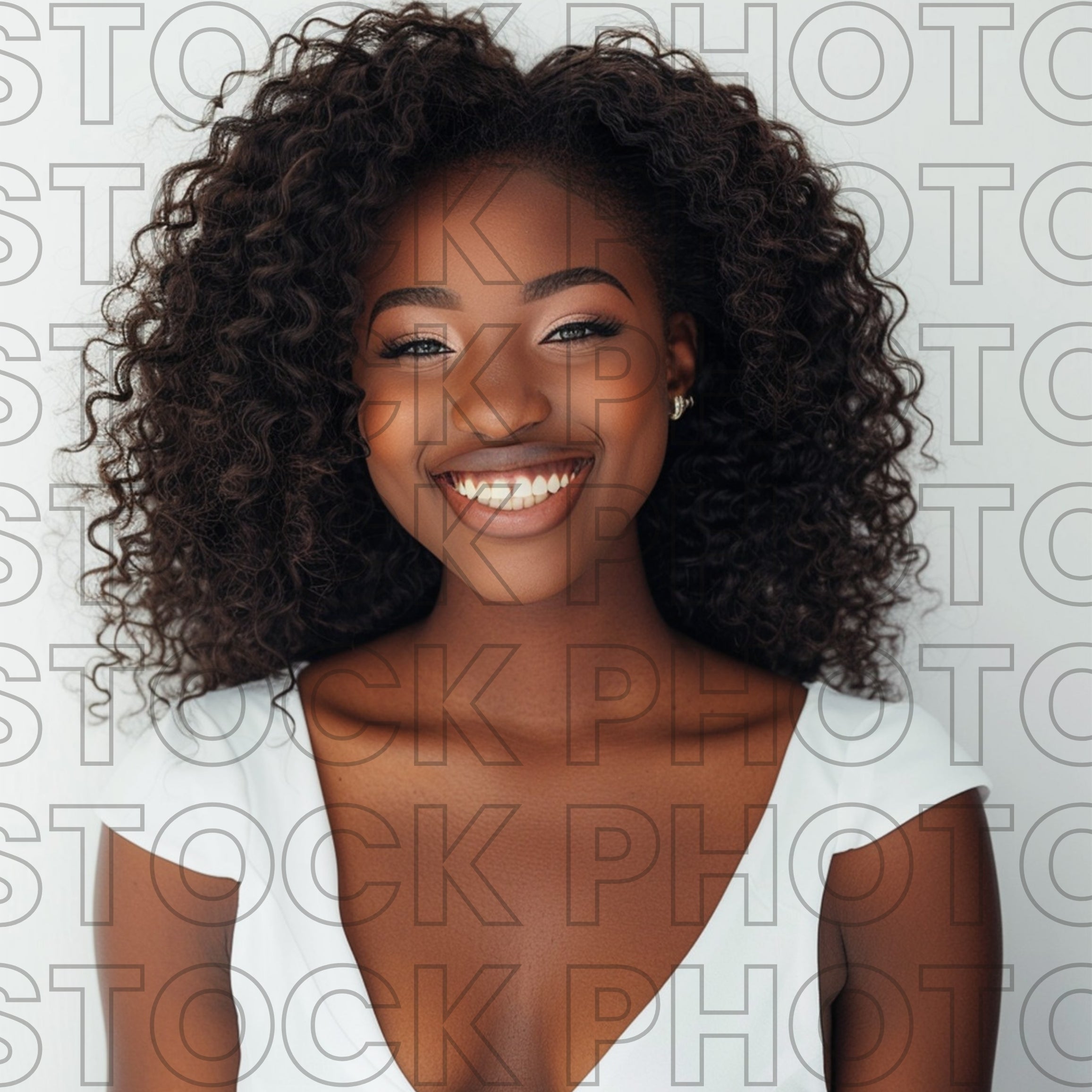 Melanin Beauty Stock Photo Youthful Girl Model Curly Voluminous Hair