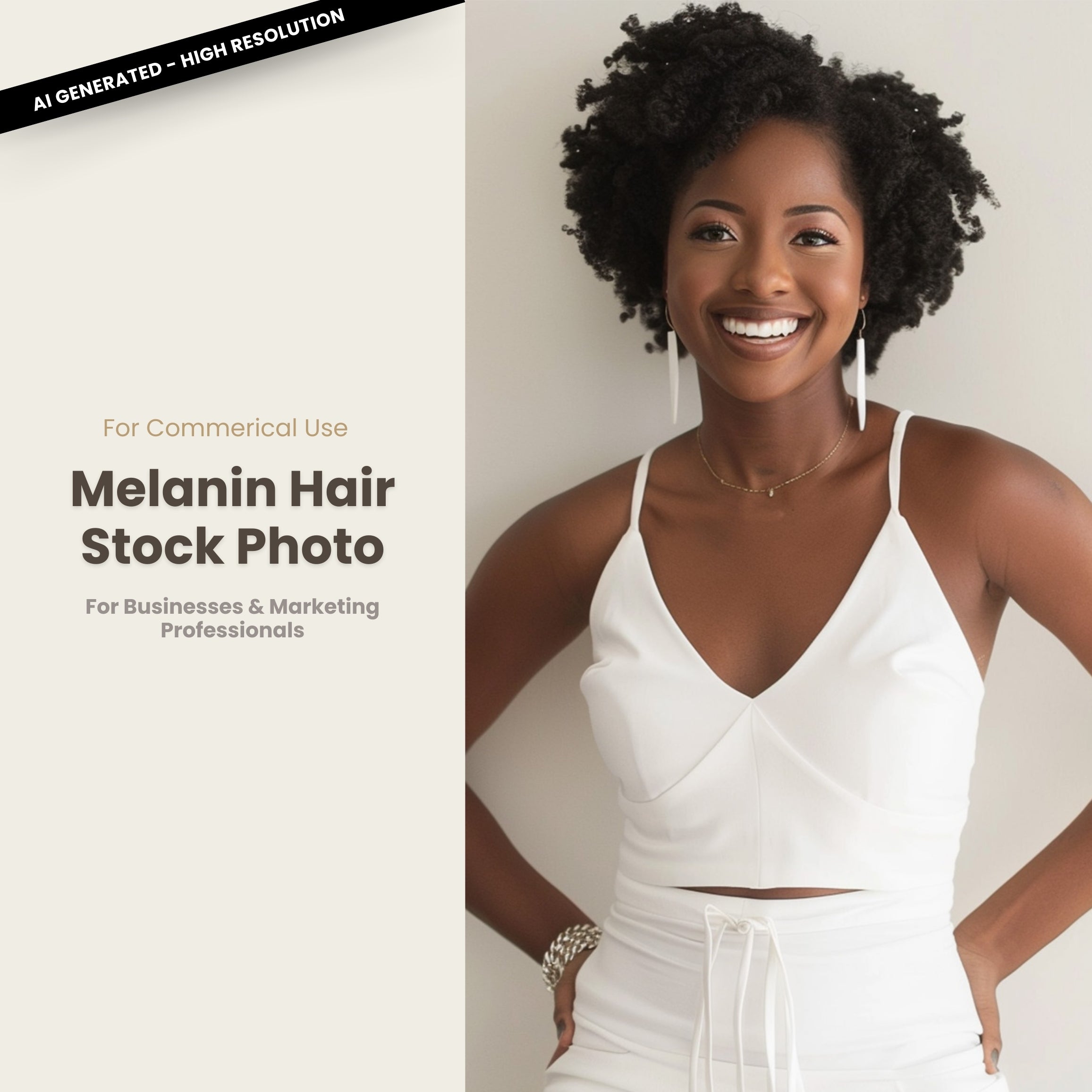 Melanin Beauty Stock Photo Short Side Part Afro