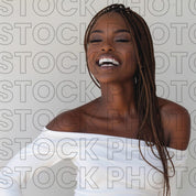 Melanin Beauty Stock Photo Side Part Highlighted Braids