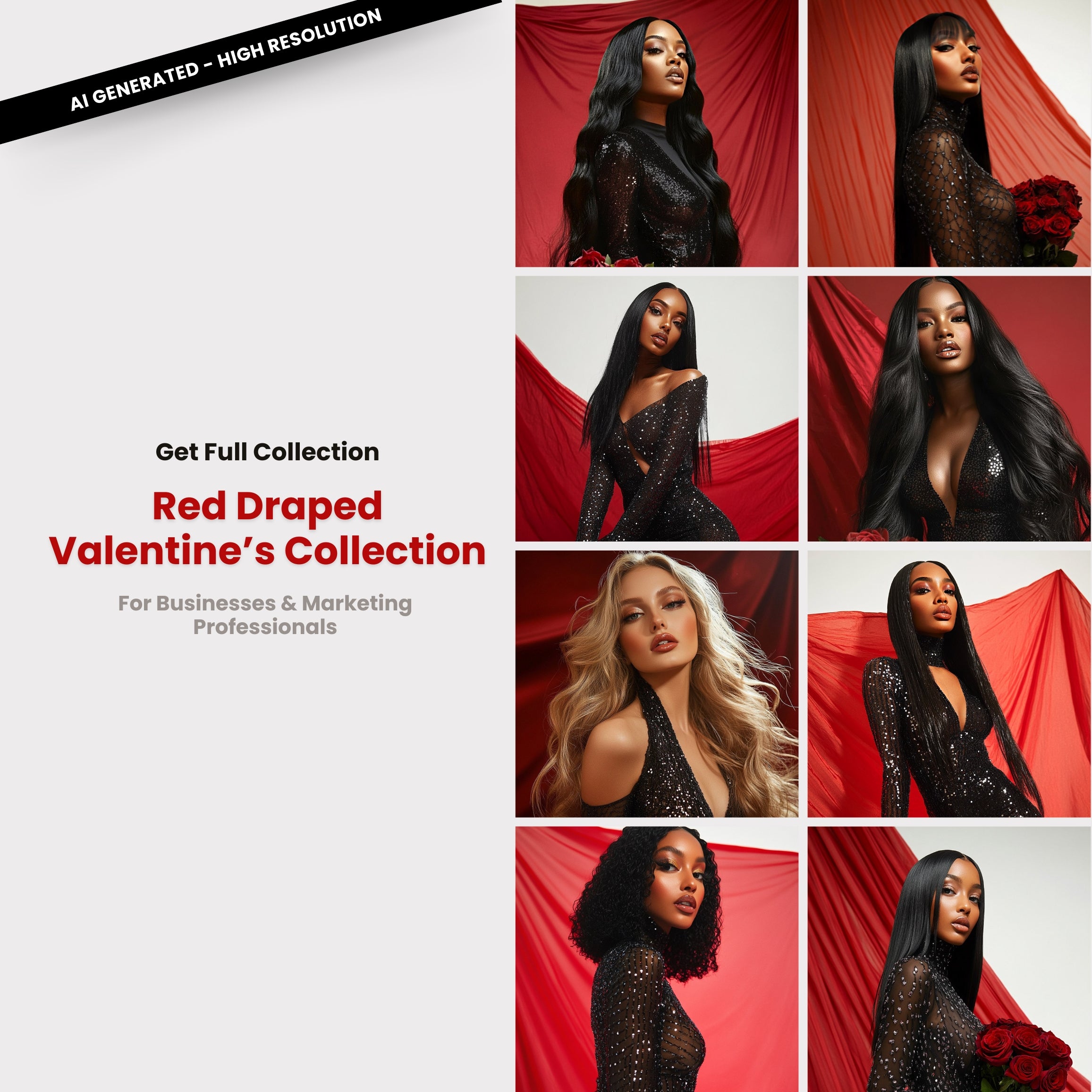 Valentine's Red Draped Editorial Photo Blonde Model