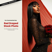 Valentine's Red Draped Editorial Stock Photo Straight Hair Bang