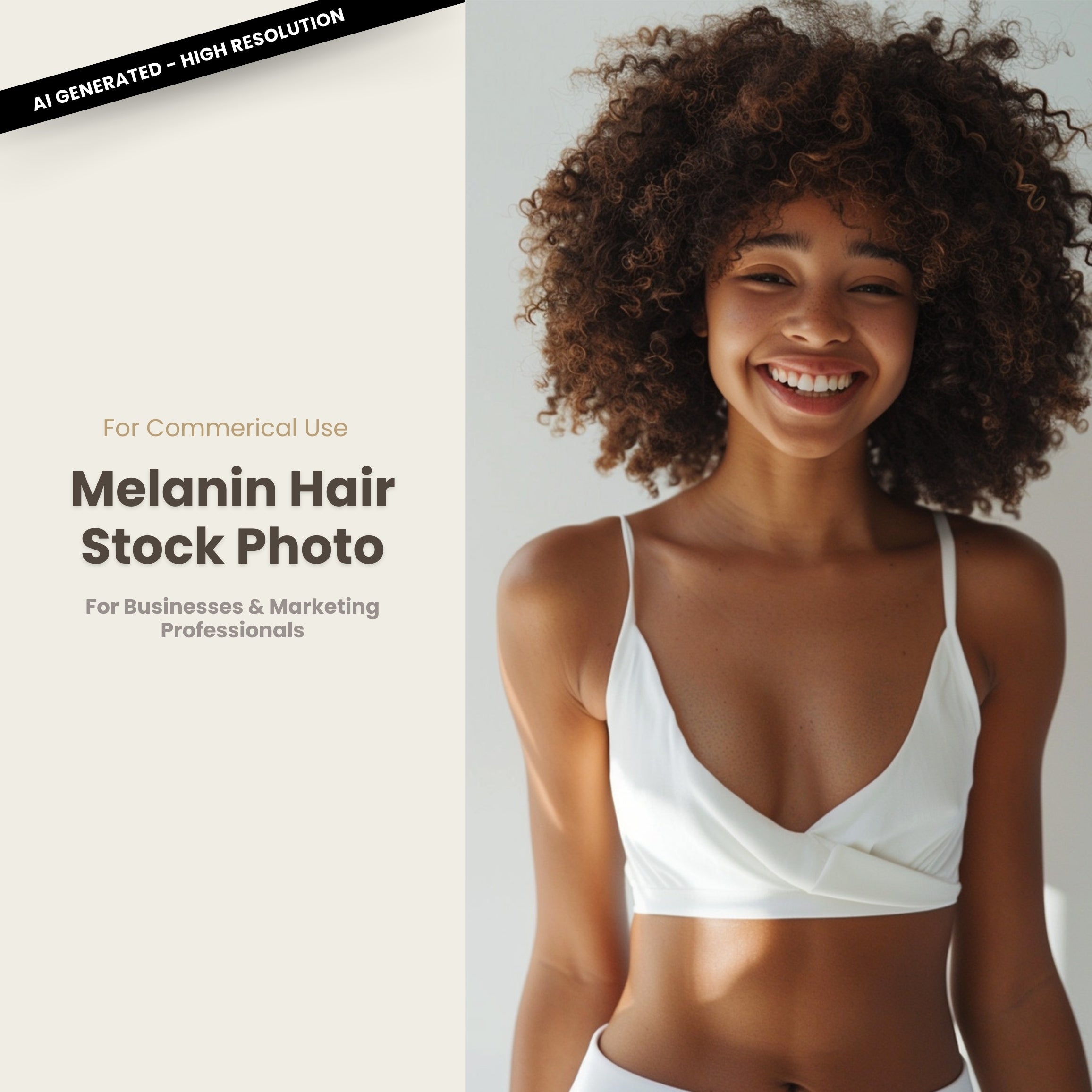 Melanin Beauty Stock Photo Youthful Model Big Coily Afro