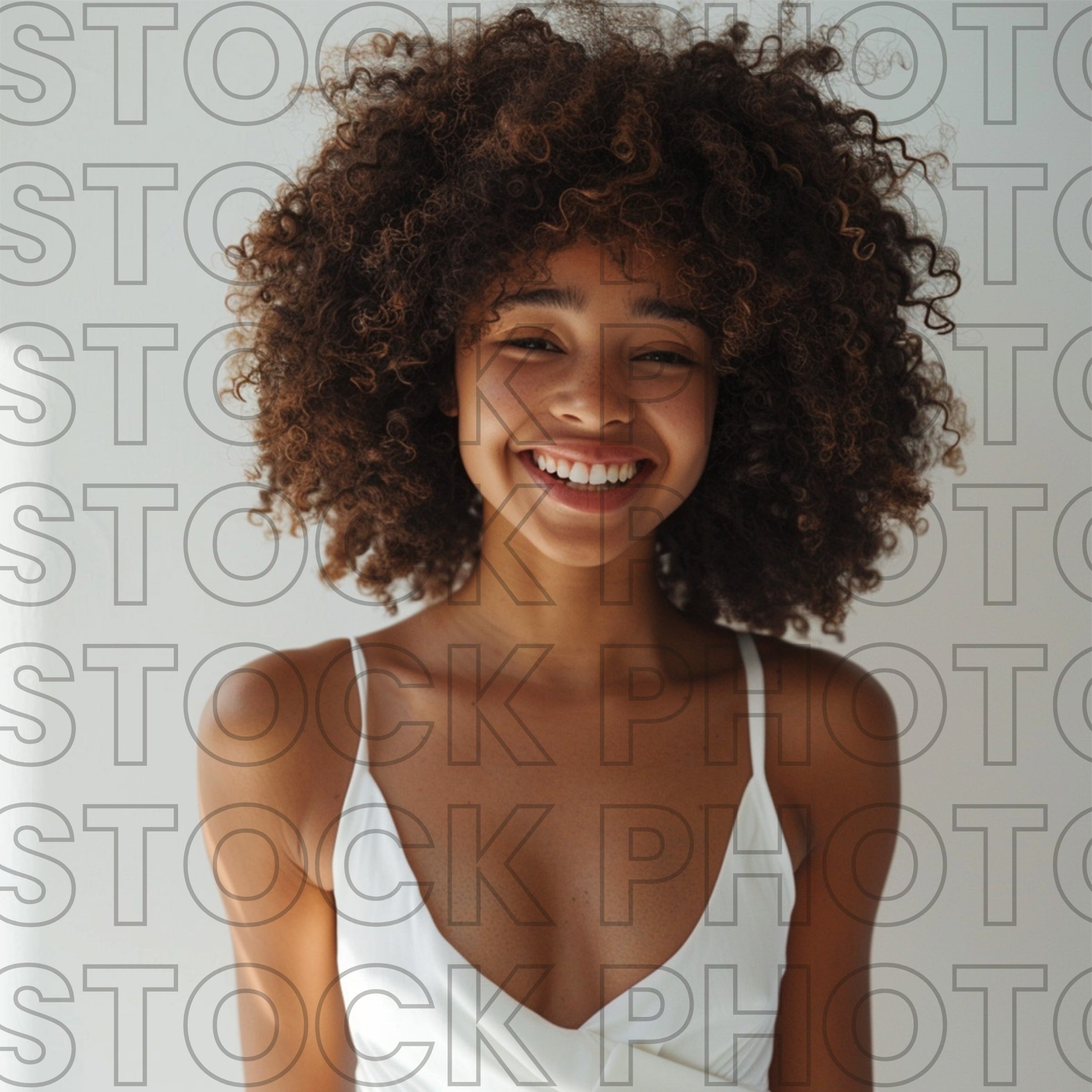 Melanin Beauty Stock Photo Youthful Model Big Coily Afro