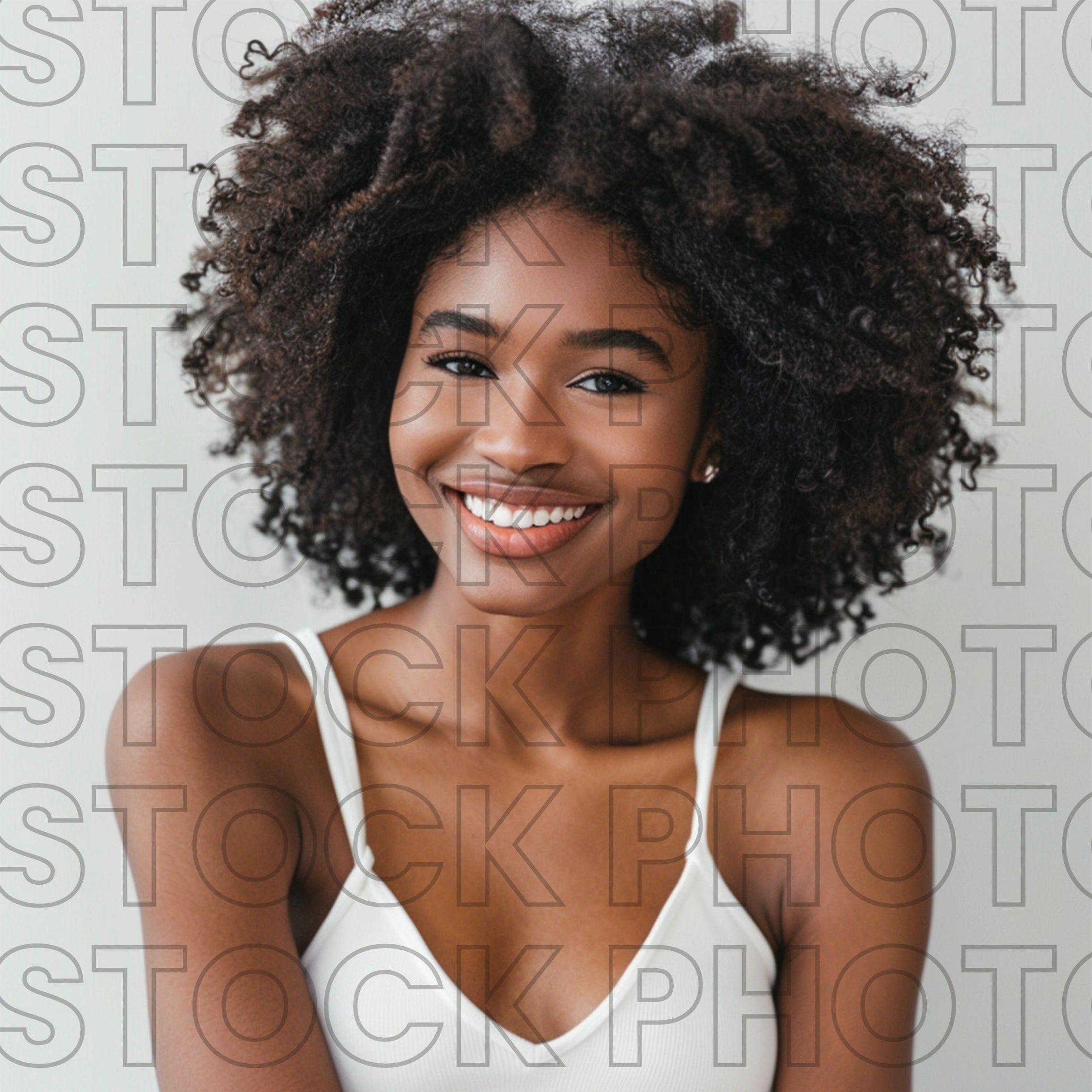 Melanin Beauty Stock Photo Youthful Model with Kinky Afro