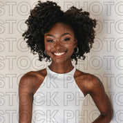 Melanin Beauty Stock Photo Short Asymmetrical Hair