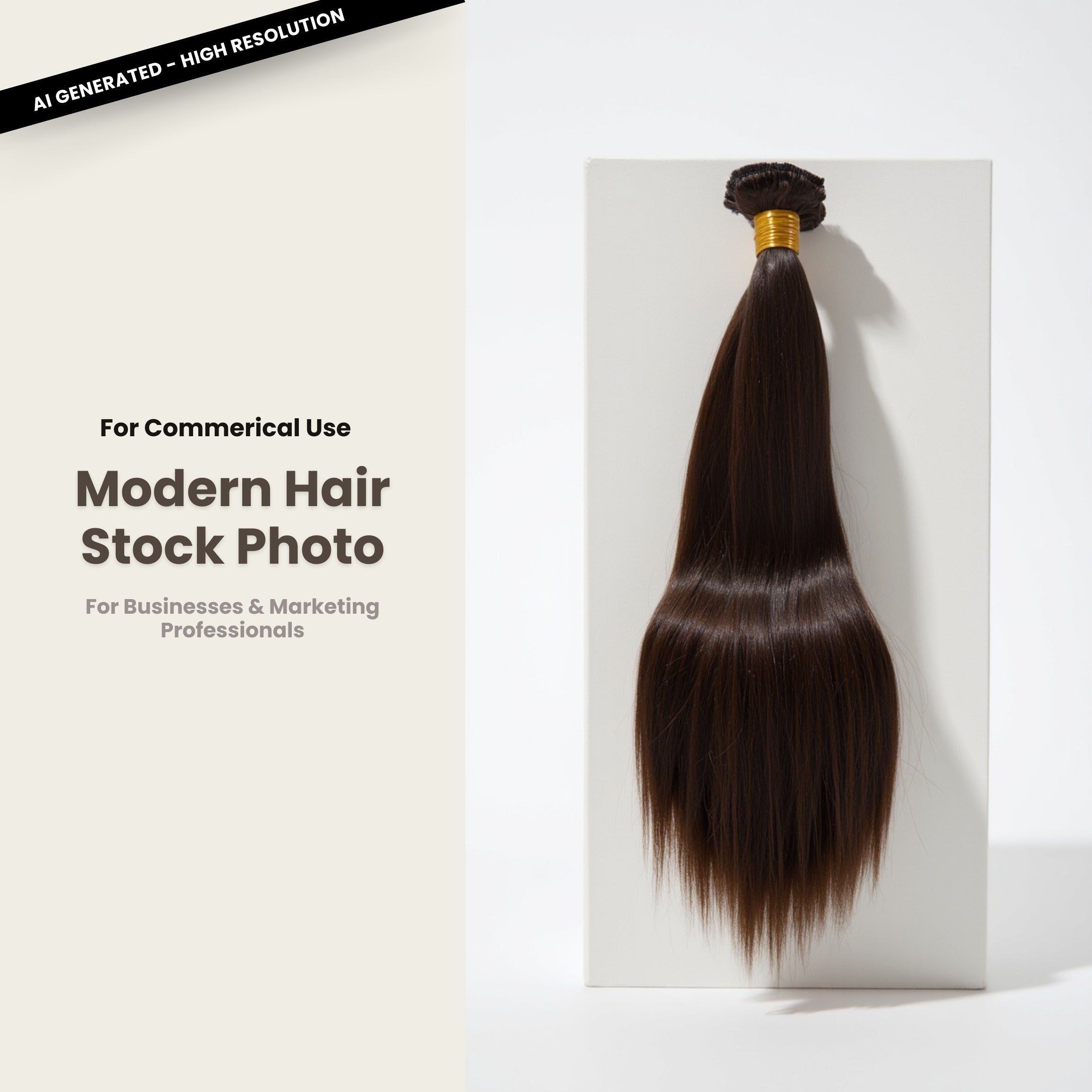 Modern Hair Stock Photo Virgin Straight Bundle Block