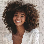 Melanin Beauty Stock Photo Youthful Model Close Up Voluminous Coily Hair Highlights