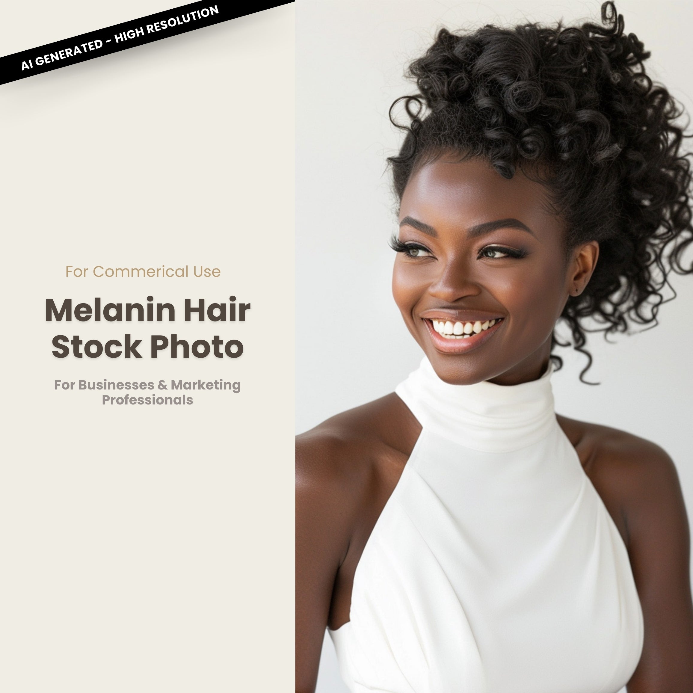 Melanin Beauty Stock Photo Updo Curls