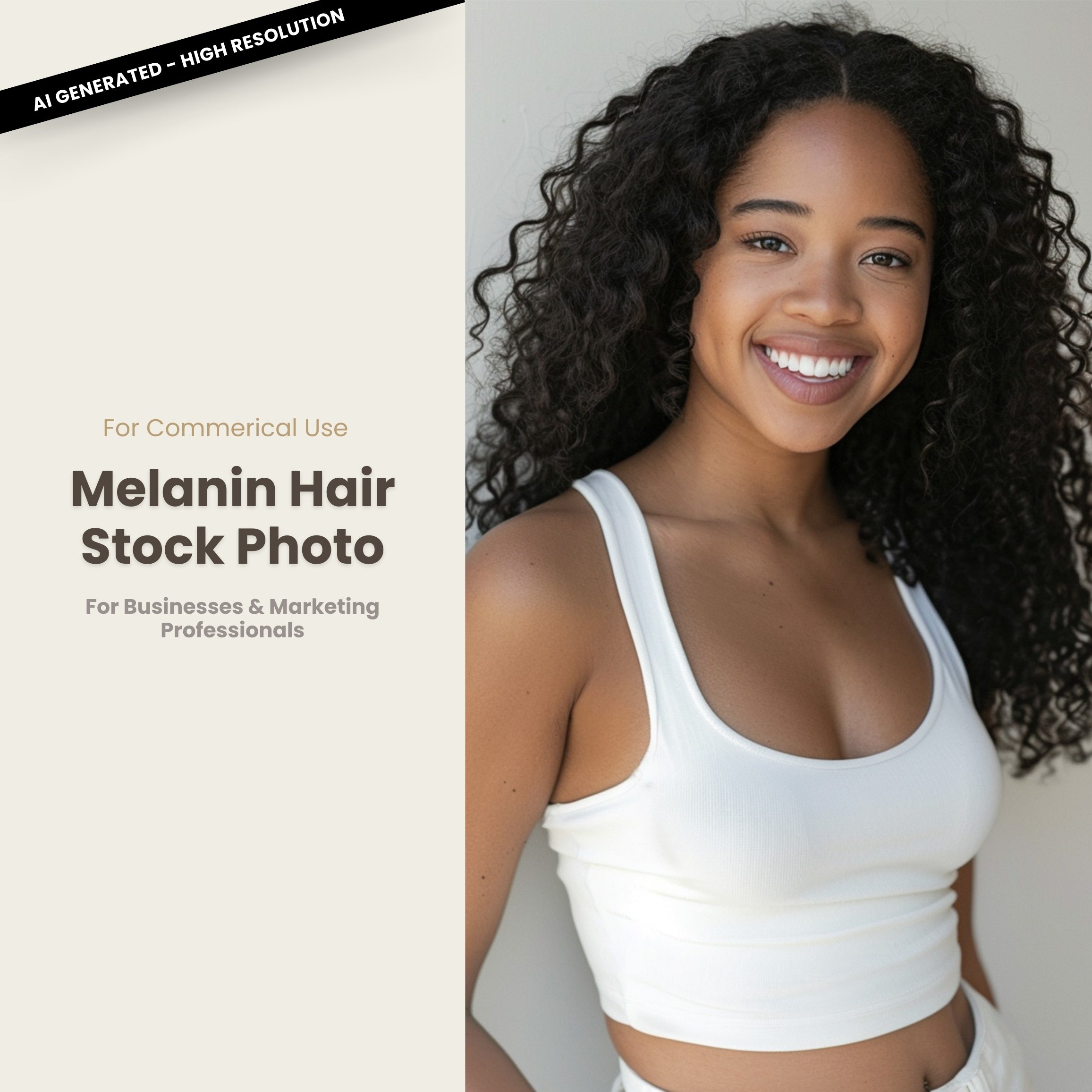 Melanin Beauty Stock Photo Professional Model Middle Coily Hair