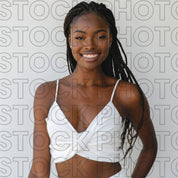 Melanin Beauty Stock Photo Youthful Model Dark Skin Knotless Braid