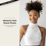 Melanin Beauty Stock Photo Youthful Model Ponytail Curly Hair