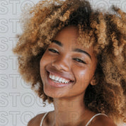 Melanin Beauty Stock Photo Smiling Highlighted Afro