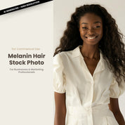 Melanin Beauty Stock Photo Youthful Tall Model with Fluffy Waves