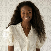 Melanin Beauty Stock Photo Youthful Tall Model with Fluffy Waves