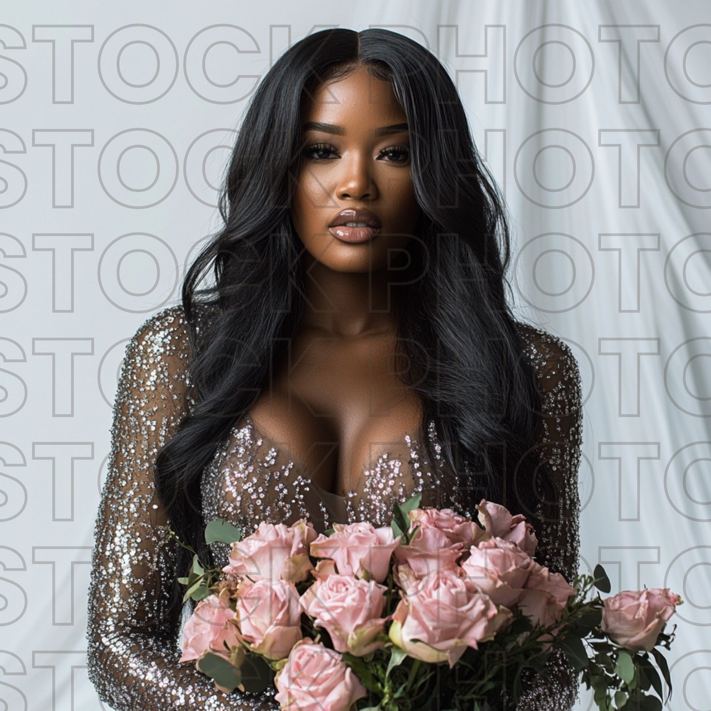 Diamond Collection Stock Photo Melanin Model Loose Curls