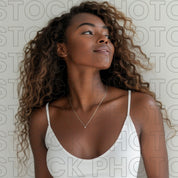 Melanin Beauty Stock Photo Side Profile Loose Curly Hair