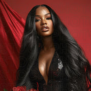 Valentine's Red Draped Editorial Photo Long Textured Hair