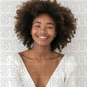 Melanin Beauty Stock Photo Young Model Afro Smiling