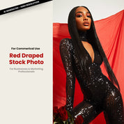 Valentine's Red Draped Editorial Stock Photo Long Straight Hair